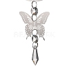 Butterfly 201 Stainless Steel 3D Wind Spinner with Glass Pendant HJEW-E011-01P-01-3