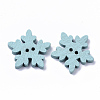 Christmas Theme 2-Hole Spray Painted Wooden Buttons BUTT-T007-003B-01-2