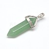 Faceted Bullet Natural Green Aventurine Double Terminated Pointed Pendants X-G-J261-B15-1