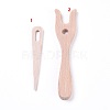 Wooden Knitting Fork and Big Eye Needle Sets TOOL-WH0079-53-1