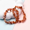 Unisex Chip Natural Carnelian/Red Agate Beaded Stretch Bracelets BJEW-S143-01-6