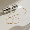 Natural Turquoise 304 Stainless Steel Flower Hand Chain Ring Bracelets for Women EH8478-3