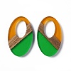 Transparent Resin & Walnut Wood Pendants RESI-M027-02I-1