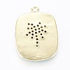 Golden Plated Brass Micro Pave Clear Cubic Zirconia Pendants KK-F807-19-G-3