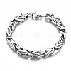 201 Stainless Steel Coffee Byzantine Chain Bracelet for Men Women BJEW-S057-65-1