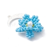 4Pcs 4 Colors Glass Seed Beaded Moon & Flower Pendants PALLOY-MZ01185-4