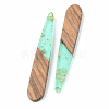 Transparent Resin & Walnut Wood Pendants X-RESI-S389-039A-B02-2