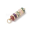 Natural Green Aventurine & Rose Quartz & Lemon Jade & Red Jasper & Jade & Synthetic Malachite & Brass Disc Pendants X-PALLOY-JF04941-5