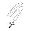 Alloy Cross Pandant Necklace with Ball Chains NJEW-K245-001B-2