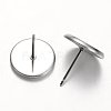 Tarnish Resistant Flat Round 304 Stainless Steel Stud Earring Settings STAS-M227-10mm-2