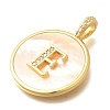 Rack Plating Brass Micro Pave Clear Cubic Zirconia Pendants with Shell KK-M309-42G-E-3