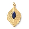 Ion Plating(IP) 304 Stainless Steel Pave Natural Lapis Lazuli Pendants STAS-Q333-04G-01-1