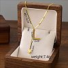 304 Stainless Steel Initial Pendant with Dice Tassel Necklaces FS-WGD823D-12-1