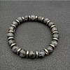 Round Natural Labradorite Beaded Stretch Bracelets for Women Men MY8494-3-1