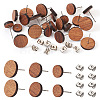  24Pcs 3 Styles Walnut Wood Flat Round Stud Earrings with 304 Stainless Steel Pin for Women EJEW-TA0001-25-1