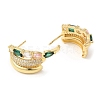 Emerald Rhinestone Claw Stud Earrings EJEW-D059-04G-02-2