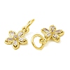 Rack Plating Brass Pave Clear Cubic Zirconia Flower Charms KK-Z026-11G-2