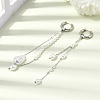 304 Stainless Steel & Glass Pearl Tassel Hoop Earrings for Women EJEW-G463-01P-3