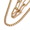 Vacuum Plating 304 Stainless Steel Double Chains Multi Layered Necklace for Women STAS-E155-03G-2