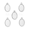 Tibetan Style Antique Silver Alloy Flat Oval Pendant Cabochon Settings X-TIBEP-M022-36AS-1