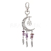 Tibetan Style Alloy Moon with Feather Pendant Decorations HJEW-JM02322-4