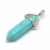Faceted Bullet Synthetic Turquoise Double Terminated Pointed Pendants X-G-J261-B03-1