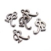 Gunmetal Plated Alloy Letter Pendants PALLOY-J718-01B-R-2