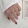 925 Sterling Silver Dangle Slider Finger Ring for Girl Women RJEW-C006-03S-5