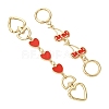 2Pcs 2 Styles Alloy Enamel Heart Cherry Link Bag Extension Chains FIND-YW0008-11A-1
