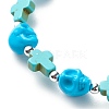 Synthetic Turquoise(Dyed) Cross & Skull Beaded Stretch Bracelet BJEW-JB08452-04-5