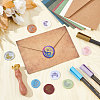 Brass Wax Seal Stamps with Wood Handle AJEW-WH0412-0229-4