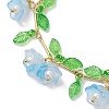 Flower Glass & Acrylic Charm Bracelets BJEW-JB10443-4
