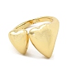 Double Heart Rack Plating Brass Open Cuff Rings RJEW-G294-04G-2