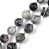 Natural Black Netstone Beads Strands G-G182-B32-03-1