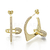Brass Micro Pave Clear Cubic Zirconia Stud Earrings EJEW-S201-226G-NF-2