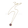 Natural Amethyst Copper Wire Wrapped Planet Pendant Brass Cable Chain Necklaces for Women NJEW-TA00260-02-3
