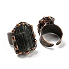 Irregular Rectangle Natural Tourmaline Open Cuff Rings RJEW-M157-11R-2