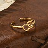 Heart 304 Stainless Steel Open Cuff Rings X-RJEW-R014-03G-01-3