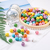 Kissitty 210Pcs 7 Colors Spray Painted Natural Wood Beads WOOD-KS0001-13-5