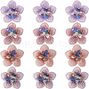 Gorgecraft 12Pcs 4 Colors 3D Flower Glass Beaded Appliques PATC-GF0001-47-1