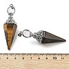 Natural Tiger Eye Faceted Cone Big Pendants G-P552-04P-06-3