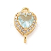 Brass Pave Cubic Zirconia Connector Charms KK-Z072-06G-01-1
