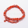 Handmade Evil Eye Lampwork Flat Round Bead Strands LAMP-L058-6mm-08-2
