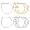 Beebeecraft 24Pcs 2 Colors Brass Hoop Earring Findings FIND-BBC0003-24-1