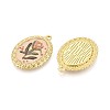 Vintage Printed Style 304 Stainless Steel Oval with Lotus Pendants STAS-T071-29B-G-2