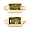 Brass Pave Glass Rectangle Connector Charms KK-H002-06G-01-1