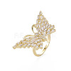 Clear Cubic Zirconia Butterfly Cuff Ring RJEW-N035-082-NF-3