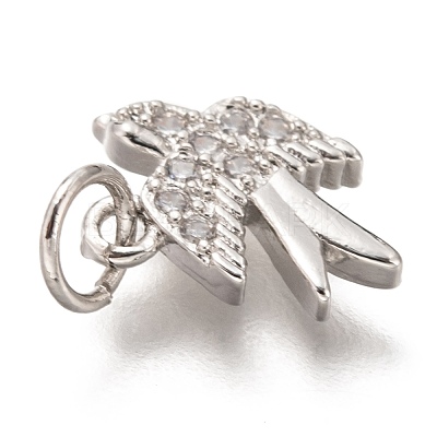 Brass Micro Pave Clear Cubic Zirconia Charms ZIRC-C020-48P-1