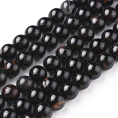 Natural Black Tourmaline Beads Strands X-G-F666-05-8mm-1