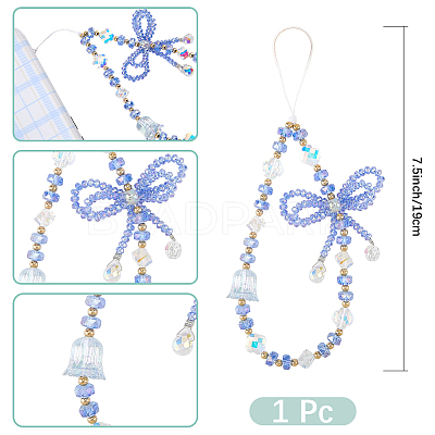 1Pc Bowknot Synthetic Quartz Bead Mobile Straps AJEW-BM0001-48B-1